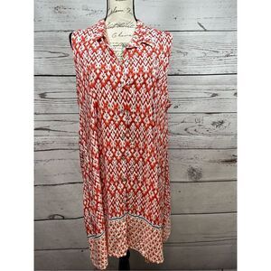 beachlunchlounge Collection Orange White Sleeveless Collared Shirt‎ Dress XL TG